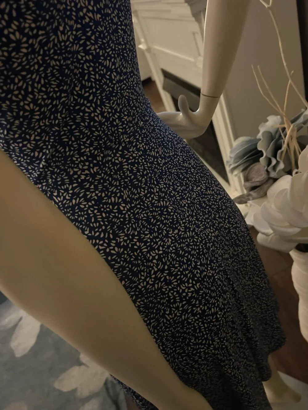 Kaleigh Soft Blue Floral Wrap Style Dress | Flowy Tie Waist Mini - Picture 6 of 6